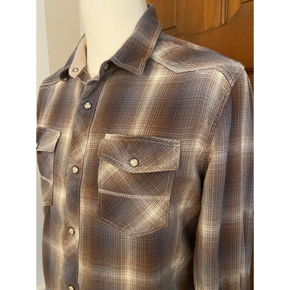 BKE Tailored Fit Plaid Shirt Mens L Pearl Snap Casual Fitted Button Down Western